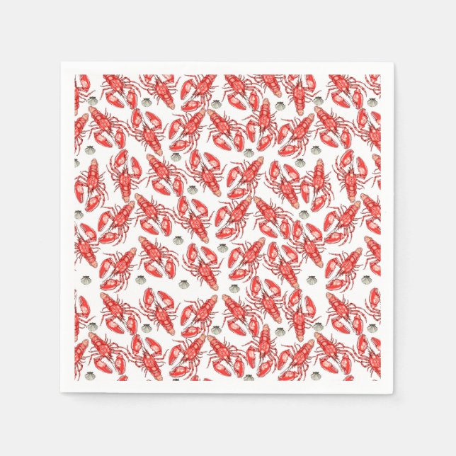 Serviette En Papier Crabes et homards. Fruits de mer. Papier (Devant)