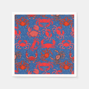 Serviette En Papier Crabes Patternx4 Bleu BG