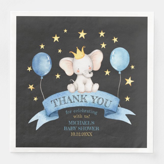 Serviette En Papier craie bébé éléphant ÉTOILES BALLOONS (Devant)