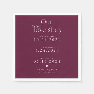 Serviette En Papier Cranberry Our Love Story Retro Mariage Napkin