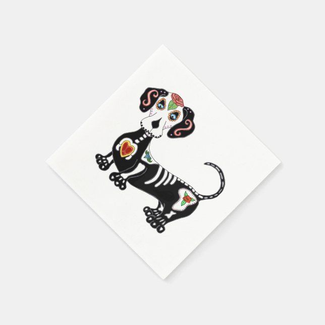 Serviette En Papier Crâne à sucre Dachshund (Coin)