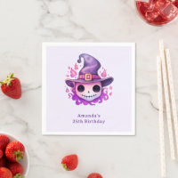 Crâne dans un chapeau de sorcière Anniversaire fan