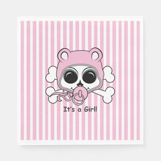 Serviette En Papier Crâne de Bébé Fille Mignon (Devant)