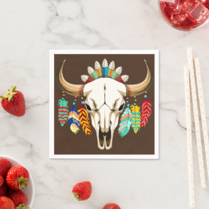 Serviette En Papier Crâne de buffle emblème amérindien