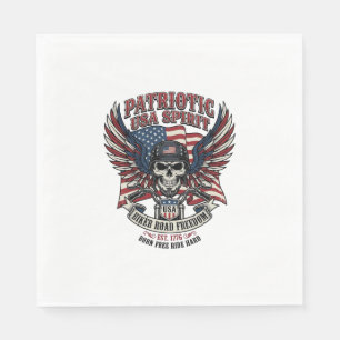 Serviette En Papier Crâne de motard patriotique Motard de route Libert