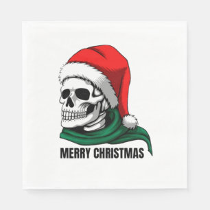 Serviette En Papier Crâne de Noël gothique avec chapeau de Père Noël –