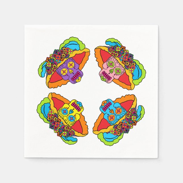 Serviette En Papier Crâne de sucre Catrina (Devant)
