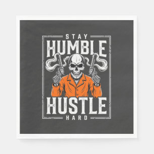 Serviette En Papier Crâne d'Halloween Reste Humble Travaille Dur