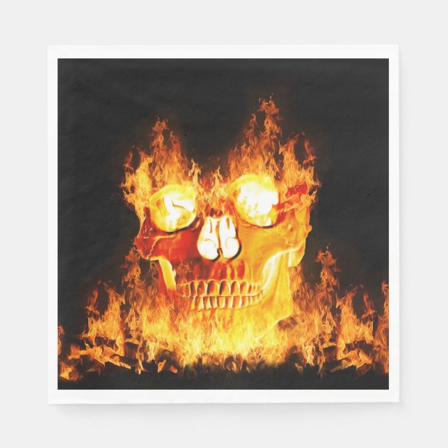 Serviette En Papier Crâne en Feu (Devant)