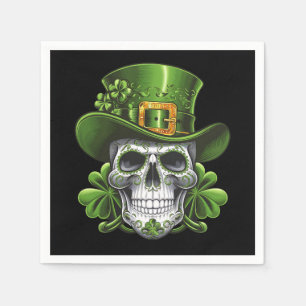 Serviette En Papier Crâne en Sucre Fête de la Saint-Patrick Trèfle