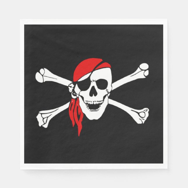 Serviette En Papier Crâne et os croisés du pirate (Devant)