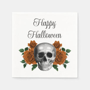 Serviette En Papier Crâne Floral Gothique Halloween