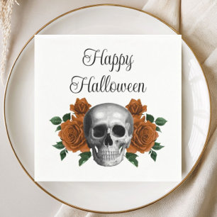 Serviette En Papier Crâne Floral Gothique Halloween