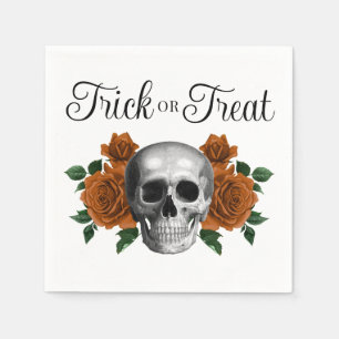 Serviette En Papier Crâne Floral Gothique Trick Or Treat Halloween