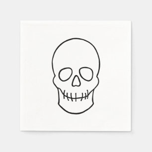 Serviette En Papier Crâne - noir et blanc