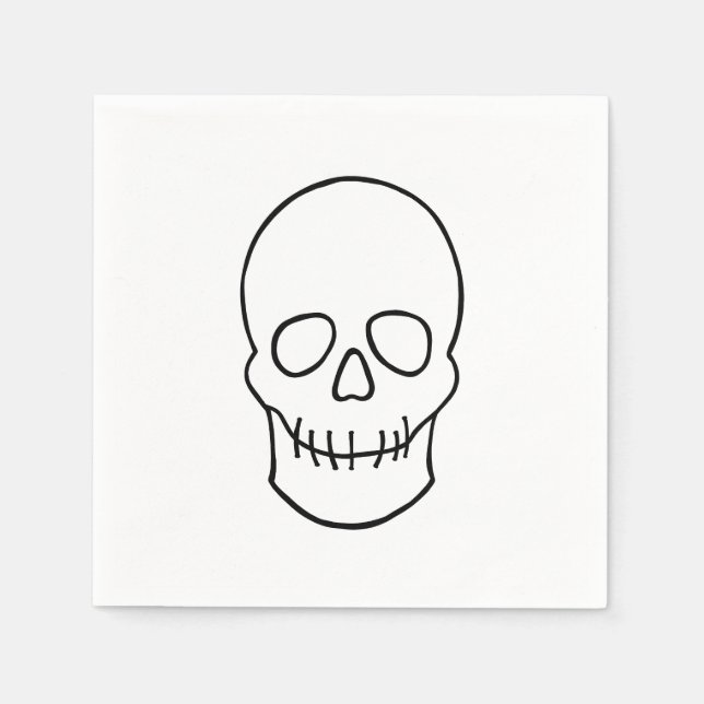 Serviette En Papier Crâne - noir et blanc (Devant)