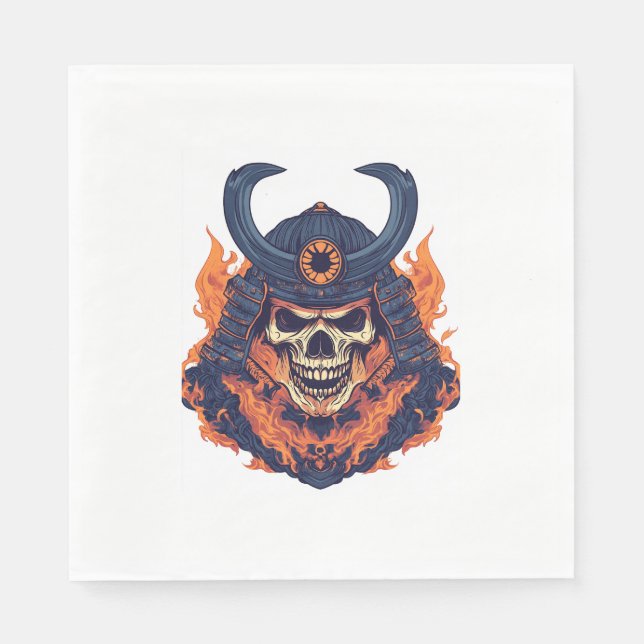 Serviette En Papier Crâne Samurai Oni (Devant)