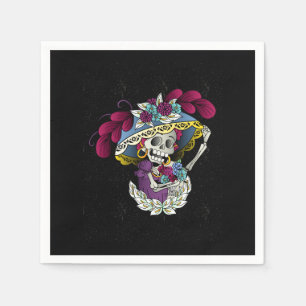 Serviette En Papier Crâne vectorielle catrina mexicaine