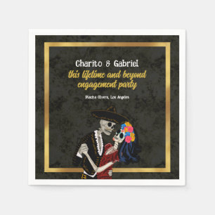 Serviette En Papier Crânes à sucre Charro et Catrina Noir