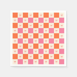 Serviette En Papier Crânes de tableau de bord en rose, orange et crème