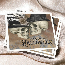 Serviette En Papier Crânes gothiques en Halloween Vintage Casquette