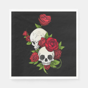 Serviette En Papier Crânes Roses Día de Muertos