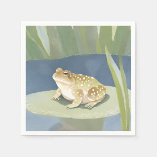 Serviette En Papier Crapaud Grincheux Peinture Aquarelle de l'Étang
