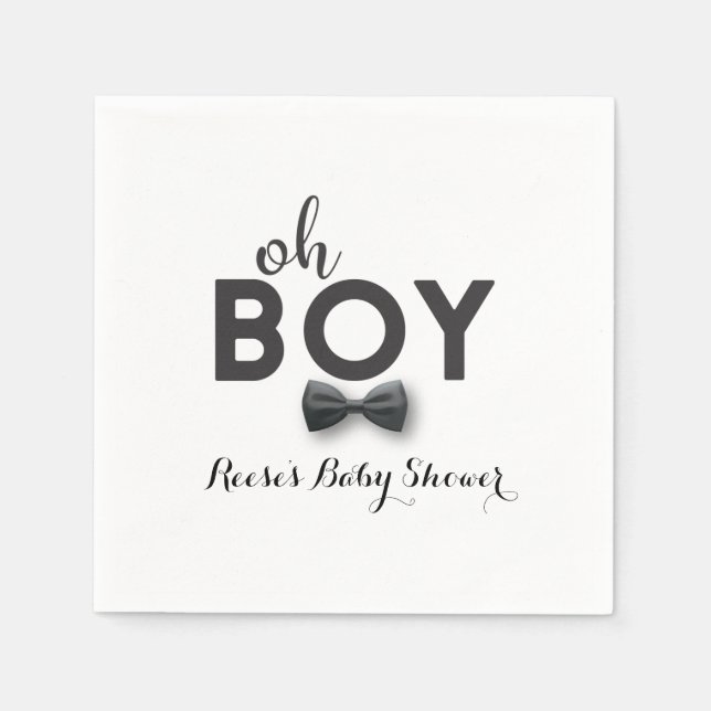 Serviette En Papier Cravate Bow Little Man Baby shower Napkin (Devant)