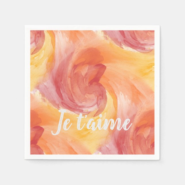 Serviette En Papier Cravate-Dye flamme rouge orange peint Aquarelle d' (Devant)