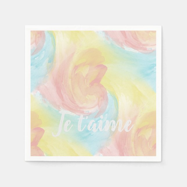 Serviette En Papier Cravate-Dye Retro Pastel Peinture d'Aquarelle dans (Devant)