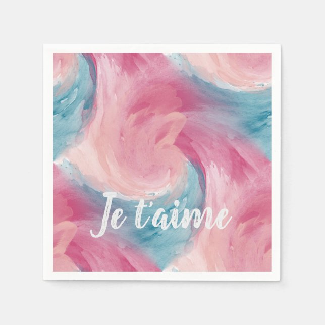 Serviette En Papier Cravate-teinture rose et bleu Peinture d'aquarelle (Devant)