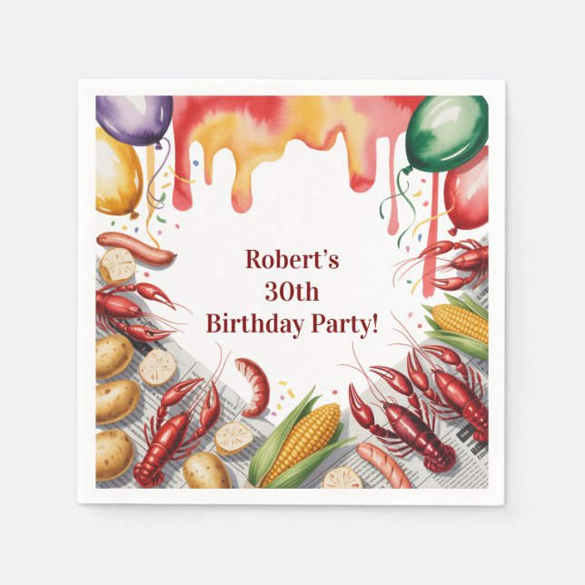 Serviette En Papier Crawfish Boil Birthday Party For Adults (Devant)