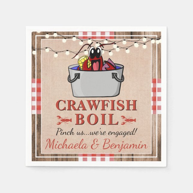 Serviette En Papier Crawfish Boil Homard Rustic Engagement Party (Devant)