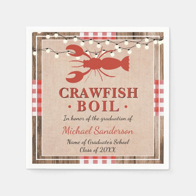Serviette En Papier Crawfish Boil Lobster Graduation Party Rustique (Devant)