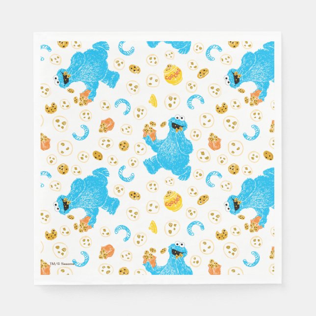 Serviette En Papier Crayon Cookie Monster Cookie Motif (Devant)
