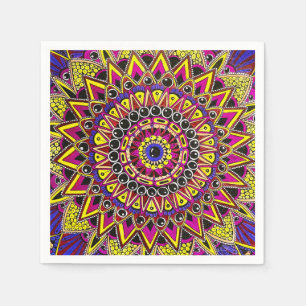 Serviette En Papier Crayon de couleur violet jaune Mandala