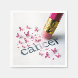Serviette En Papier Crayon rose Effacer le texte du cancer
