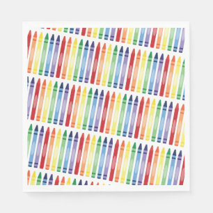 Serviette En Papier Crayons arc-en-ciel colorés Motif