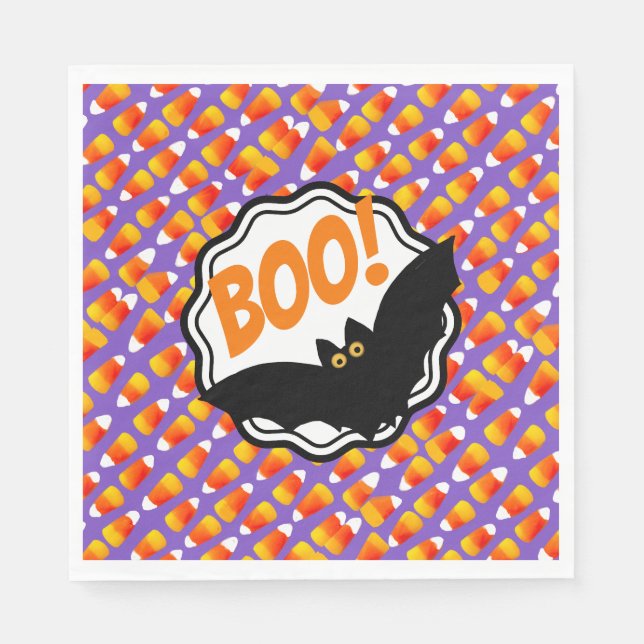 Serviette En Papier Crazy Candy Corn Black Bat Boo! (Devant)