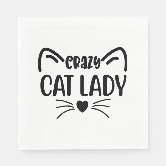 SERVIETTE EN PAPIER CRAZY CHAT LADY (Devant)