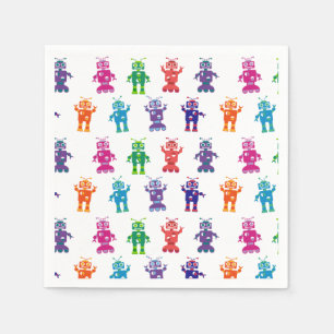Serviette En Papier Crazy Robot Motif thème fête d'anniversaire