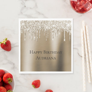 Serviette En Papier Cream Gold Glitz Parties scintillant Ice Cream Dri