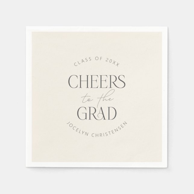 Serviette En Papier Cream Gray Personalized Cheers Grad Party (Devant)