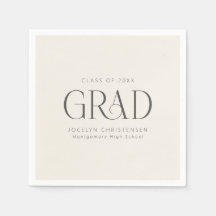 Cream Gray Personalized Minimalist Grad Party