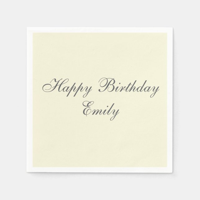 Serviette En Papier Cream Minimalist Birthday Party Napkins (Devant)