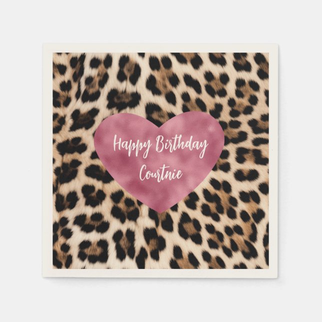 Serviette En Papier Creamme Brown Léopard Coeur (Devant)