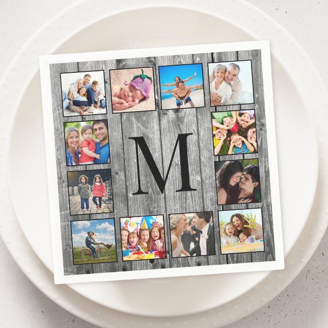 Serviette En Papier Create Your Custom Photo Collage Rustic Farmhouse (Créateur téléchargé)