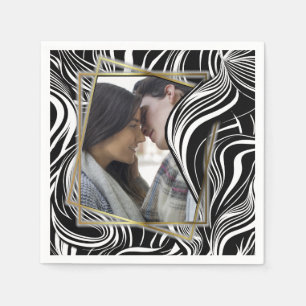 Serviette En Papier Creative Black and White Seamless Abstraction