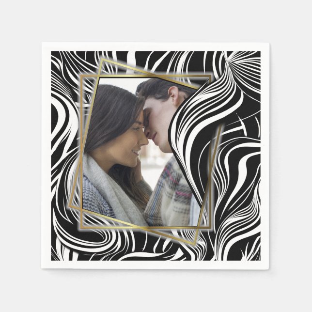 Serviette En Papier Creative Black and White Seamless Abstraction (Devant)