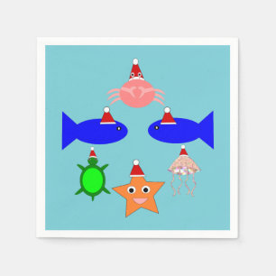 Serviette En Papier Créatures de la mer de Noël